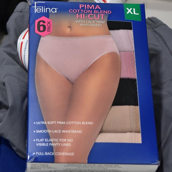 6-pack  PIMA COTTON BLEND HI-CUT WITH LACE TRIM WAISTBAND - Picture 1 of 3